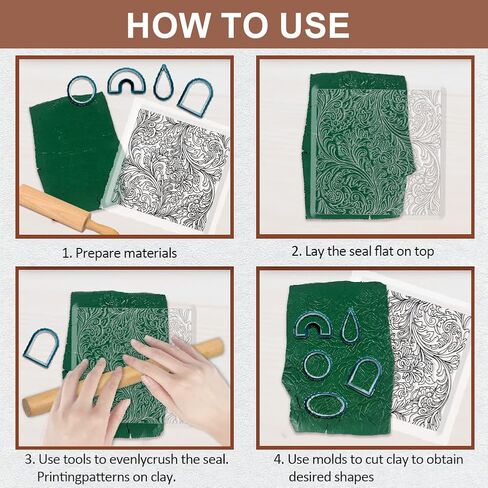 CHGCRAFT Polymer Clay Texture Sheets Flower Vine Man Silicone Texture Stamp Clay Texture Mat Flower Modeling Pattern Pad Texture Sheets for Polymer Clay Jewelry and Clay Earrings Tools in Saudi Arabia