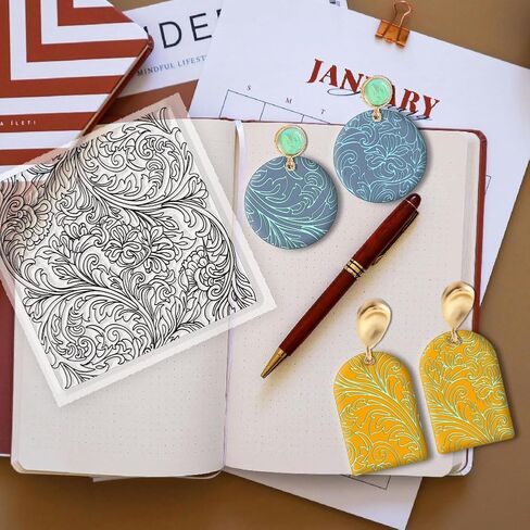 CHGCRAFT Polymer Clay Texture Sheets Flower Vine Man Silicone Texture Stamp Clay Texture Mat Flower Modeling Pattern Pad Texture Sheets for Polymer Clay Jewelry and Clay Earrings Tools in Saudi Arabia