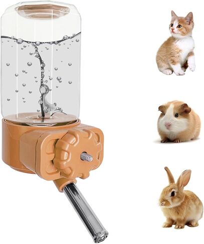 LOS ANDES No-Drip Water Bottle/Feeder for Guinea Pigs/Hamsters/Bunnies/Ferrets/Squirrel/Hedgehog/Other Small Pets, Weather Resistant Cage Water Dispenser for Dogs/Cats, 18.5oz, Gray in Kuwait