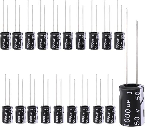 Tnisesm 20Pcs 1UF 50V Electrolytic Capacitor 1 UF MFD 50 Volt with Aluminum Radial Leads in Kuwait
