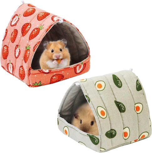 JSPYFITS 2 Pack Guinea Pig Hideout,Small Animal House Guinea Pig Bed Washable Cage Accessories for Small Pet Bunny/Rabbit/Hamster/Chinchilla Guinea Strawberry/Avocado in Saudi Arabia