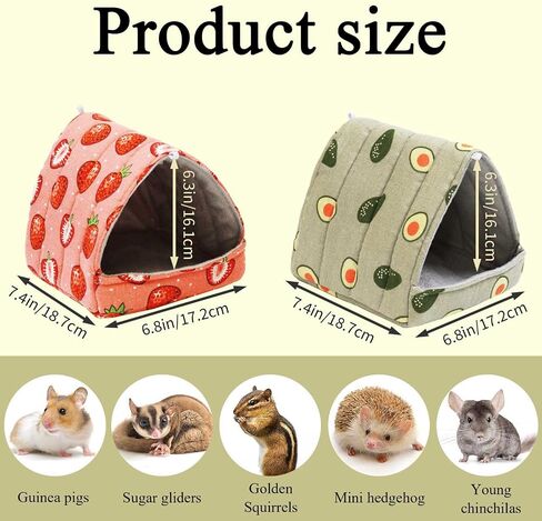 JSPYFITS 2 Pack Guinea Pig Hideout,Small Animal House Guinea Pig Bed Washable Cage Accessories for Small Pet Bunny/Rabbit/Hamster/Chinchilla Guinea Strawberry/Avocado in Saudi Arabia