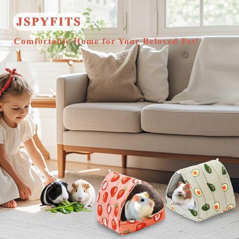 JSPYFITS 2 Pack Guinea Pig Hideout,Small Animal House Guinea Pig Bed Washable Cage Accessories for Small Pet Bunny/Rabbit/Hamster/Chinchilla Guinea Strawberry/Avocado in Saudi Arabia