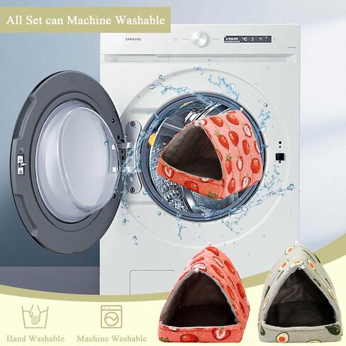 JSPYFITS 2 Pack Guinea Pig Hideout,Small Animal House Guinea Pig Bed Washable Cage Accessories for Small Pet Bunny/Rabbit/Hamster/Chinchilla Guinea Strawberry/Avocado in Saudi Arabia