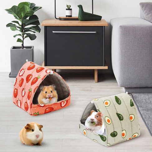 JSPYFITS 2 Pack Guinea Pig Hideout,Small Animal House Guinea Pig Bed Washable Cage Accessories for Small Pet Bunny/Rabbit/Hamster/Chinchilla Guinea Strawberry/Avocado in Saudi Arabia