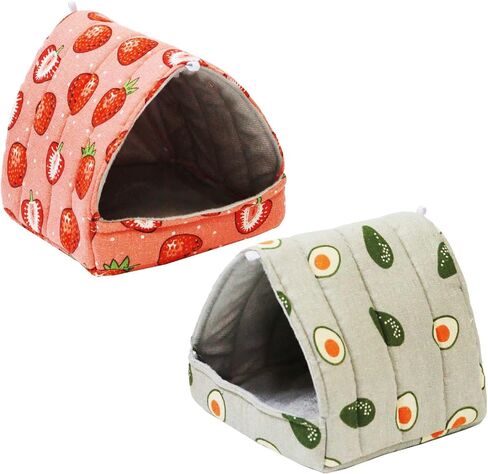 JSPYFITS 2 Pack Guinea Pig Hideout,Small Animal House Guinea Pig Bed Washable Cage Accessories for Small Pet Bunny/Rabbit/Hamster/Chinchilla Guinea Strawberry/Avocado in Saudi Arabia