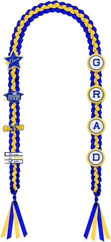 Graduation Leis Class of 2025 Decorations, Handmade Double Braided Graduation Ribbon Leis with Glitter Pins for Him Her High School College Congrats Party Supplies (Black & Gold) in Saudi Arabia