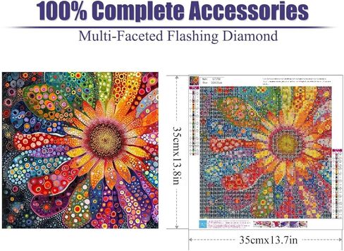 DIY Diamond Painting Kits for Adults-Flowers Diamond Art Kits for Adults Beginners, 5D Diamond Painting Flowers, Full Round Drill Diamond Art Gem Art and Crafts 12x16inch in Kuwait