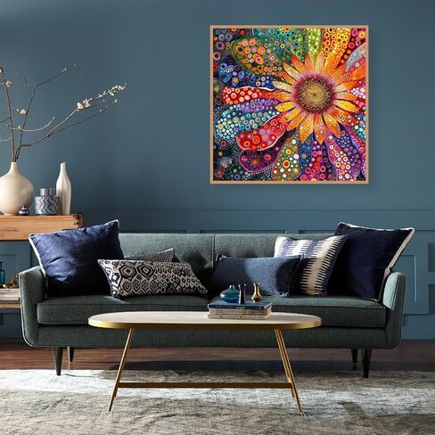 DIY Diamond Painting Kits for Adults-Flowers Diamond Art Kits for Adults Beginners, 5D Diamond Painting Flowers, Full Round Drill Diamond Art Gem Art and Crafts 12x16inch in Kuwait