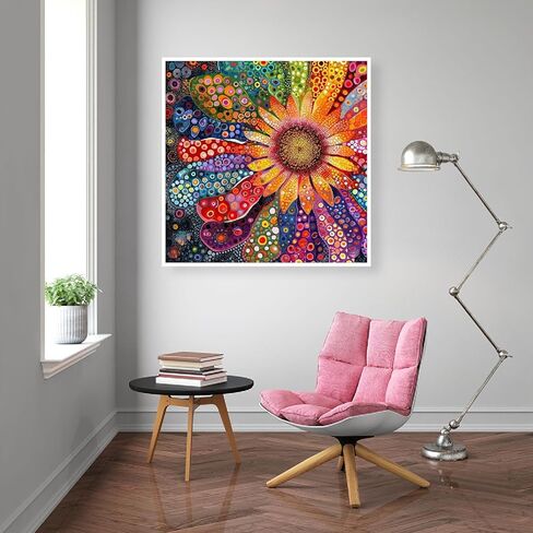 DIY Diamond Painting Kits for Adults-Flowers Diamond Art Kits for Adults Beginners, 5D Diamond Painting Flowers, Full Round Drill Diamond Art Gem Art and Crafts 12x16inch in Kuwait