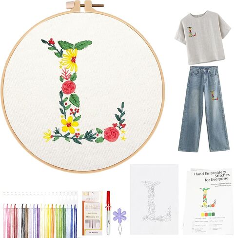 Topapfo Alphabet Letter Stick and Stitch Embroidery Stabilizers مجموعة تطريز للمبتدئين اسم البالغين اسم تطريز الأزهار يذوب الماء للملابس الجينز الحرف اليدوية in Kuwait