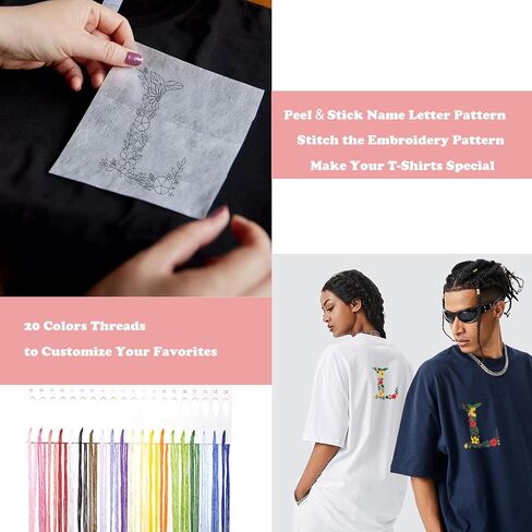 Topapfo Alphabet Letter Stick and Stitch Embroidery Stabilizers مجموعة تطريز للمبتدئين اسم البالغين اسم تطريز الأزهار يذوب الماء للملابس الجينز الحرف اليدوية in Kuwait