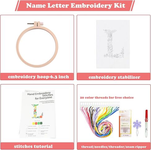 Topapfo Alphabet Letter Stick and Stitch Embroidery Stabilizers مجموعة تطريز للمبتدئين اسم البالغين اسم تطريز الأزهار يذوب الماء للملابس الجينز الحرف اليدوية in Kuwait