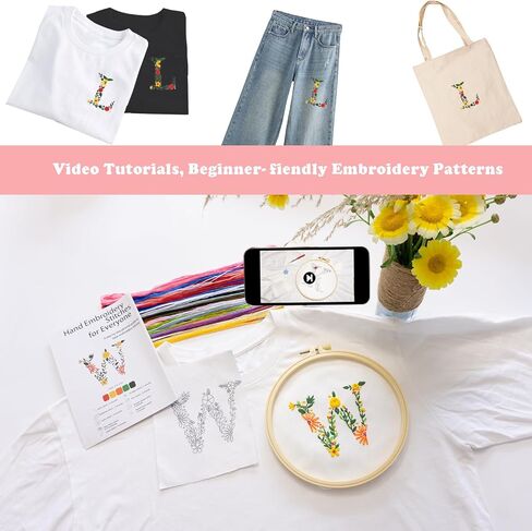 Topapfo Alphabet Letter Stick and Stitch Embroidery Stabilizers مجموعة تطريز للمبتدئين اسم البالغين اسم تطريز الأزهار يذوب الماء للملابس الجينز الحرف اليدوية in Kuwait