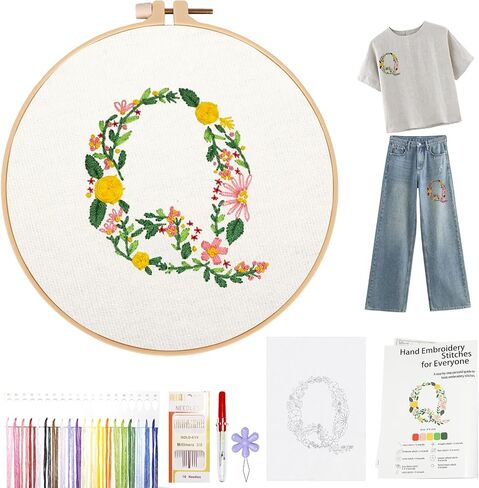 Topapfo Alphabet Letter Stick and Stitch Embroidery Stabilizers مجموعة تطريز للمبتدئين اسم البالغين اسم تطريز الأزهار يذوب الماء للملابس الجينز الحرف اليدوية in Kuwait