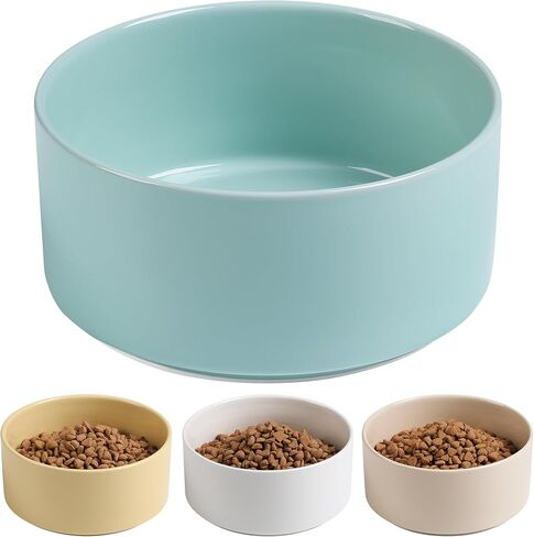 Non Slip Dog Bowls, Heavy Ceramic Dog Food Bowl with Silicone Base, Weighted Puppy Water Bowl No Spill, No Flip Pet Feeding Bowl for Big Cats, Puppies, Small and Medium Dogs (White, 6") in Saudi Arabia