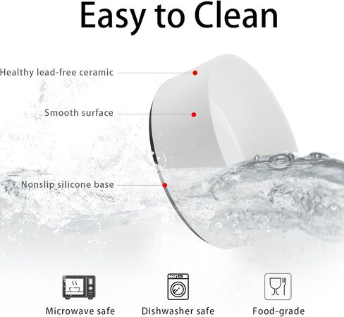 Non Slip Dog Bowls, Heavy Ceramic Dog Food Bowl with Silicone Base, Weighted Puppy Water Bowl No Spill, No Flip Pet Feeding Bowl for Big Cats, Puppies, Small and Medium Dogs (White, 6") in Kuwait