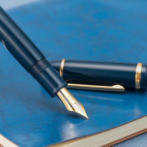Jinhao X159 Dark Blue Fountain Pen # 8 Fine Point Gold Trim Smooth Writing Instrument with Converter in Saudi Arabia