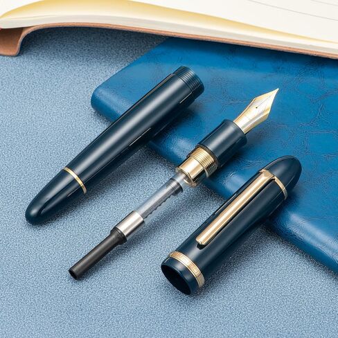 Jinhao X159 Dark Blue Fountain Pen # 8 Fine Point Gold Trim Smooth Writing Instrument with Converter in Saudi Arabia