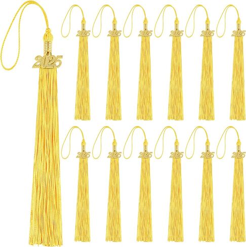 12 قطعة 2025 التخرج الإكسولات الأكاديمية 2025 ملحقات سحر الشرابة الكلاسيكية لـ DIY Craft CAPUTION CAP CAP HORENANT (GOLD) in Kuwait