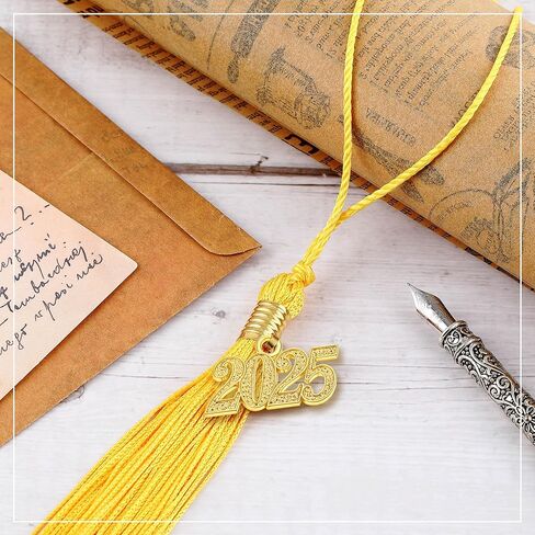 12 قطعة 2025 التخرج الإكسولات الأكاديمية 2025 ملحقات سحر الشرابة الكلاسيكية لـ DIY Craft CAPUTION CAP CAP HORENANT (GOLD) in Kuwait