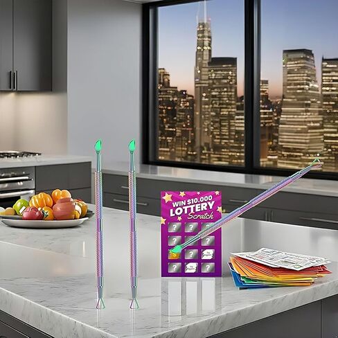 أداة خدش اليانصيب المعدنية ذات الطرف المزدوج باللون الذهبي الوردي، مكشطة ملصقات لوتو سكراتشر لتذكرة اليانصيب، خدش الأرقام التي يصعب إزالتها على البطاقات الحالية وكهدية سرية، قطعتان in Kuwait