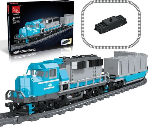 Burlington Train Building Set, Freight Cargo Train, with Rechargeable Motorized Working Head, 2 Coaches and 32 Tracks, Gift for Boys&Girls Teens Age12-16 (1065 Pieces) in Saudi Arabia