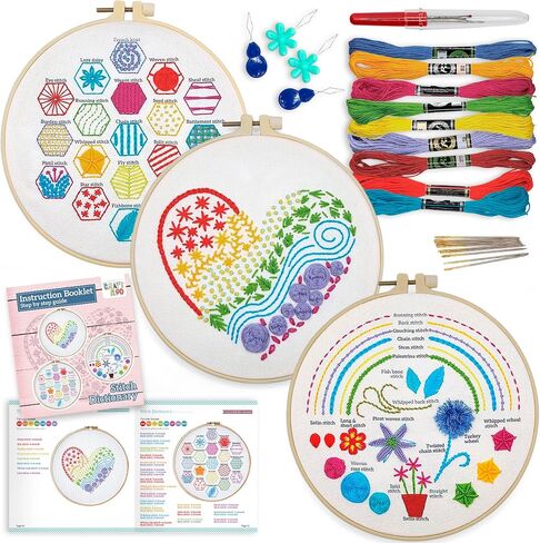 CRAFTILOO Embroidery Kit for Beginners Cross Stitch Kits for Beginners Needlepoint Kits for Adults Embroidery Kits for Adults Cross Stitch kit Beginner Embroidery kit for Adults 4 Flowers in Saudi Arabia