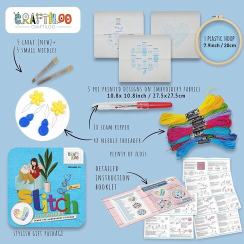 CRAFTILOO Embroidery Kit for Beginners Cross Stitch Kits for Beginners Needlepoint Kits for Adults Embroidery Kits for Adults Cross Stitch kit Beginner Embroidery kit for Adults 4 Flowers in Saudi Arabia