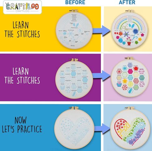 CRAFTILOO Embroidery Kit for Beginners Cross Stitch Kits for Beginners Needlepoint Kits for Adults Embroidery Kits for Adults Cross Stitch kit Beginner Embroidery kit for Adults 4 Flowers in Saudi Arabia
