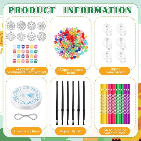 24 Sets Suncatchers Wind Chimes Window Art Kits, DIY Sun Catchers Wind Chimes Bulk Ornaments Painting Craft Kits for Boys Girls Home Party Activity Project Decor (Mandala Style) in Saudi Arabia