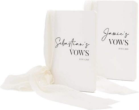 Cream Embossed Slim Vow Books w/Ribbon (Set of 2) - 5.625 x 4 Minimalist Pocket Sized Wedding Ceremony Vow Renewal Speech Notebook Journal in Saudi Arabia