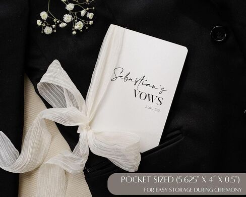 Cream Embossed Slim Vow Books w/Ribbon (Set of 2) - 5.625 x 4 Minimalist Pocket Sized Wedding Ceremony Vow Renewal Speech Notebook Journal in Saudi Arabia