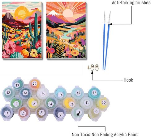 cdjlddww 2 Pack National Park Paint by Numbers Kit for Adults Framed - Mountain Sunset Wander Adults Paint by Numbers Kits - Adult Paint by Number Kits on Canvas Arts and Crafts for Adults 8x12inch in Saudi Arabia