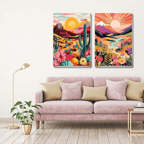 cdjlddww 2 Pack National Park Paint by Numbers Kit for Adults Framed - Mountain Sunset Wander Adults Paint by Numbers Kits - Adult Paint by Number Kits on Canvas Arts and Crafts for Adults 8x12inch in Saudi Arabia