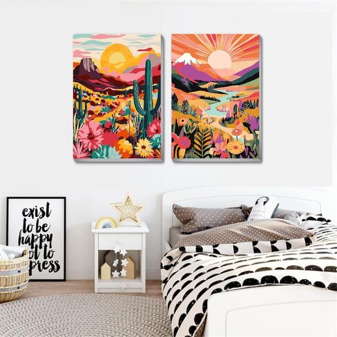 cdjlddww 2 Pack National Park Paint by Numbers Kit for Adults Framed - Mountain Sunset Wander Adults Paint by Numbers Kits - Adult Paint by Number Kits on Canvas Arts and Crafts for Adults 8x12inch in Saudi Arabia
