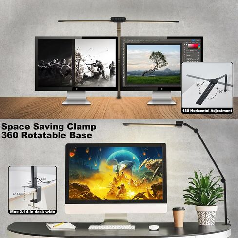 LED Desk Lamps with Clamp, Adjustable & Dimmable Desk Lamps for Home Office, Tall Desk Lamp for Workspaces, Bright LED Desk Light for Study, Workbench Light for Computers, Monitor Light Bar 360 Degree in Saudi Arabia