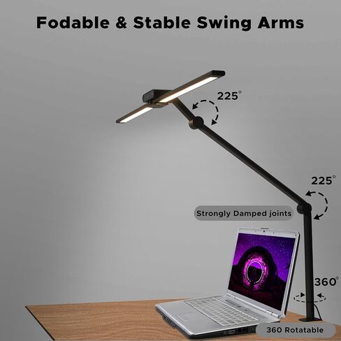 LED Desk Lamps with Clamp, Adjustable & Dimmable Desk Lamps for Home Office, Tall Desk Lamp for Workspaces, Bright LED Desk Light for Study, Workbench Light for Computers, Monitor Light Bar 360 Degree in Saudi Arabia