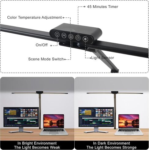 LED Desk Lamps with Clamp, Adjustable & Dimmable Desk Lamps for Home Office, Tall Desk Lamp for Workspaces, Bright LED Desk Light for Study, Workbench Light for Computers, Monitor Light Bar 360 Degree in Saudi Arabia