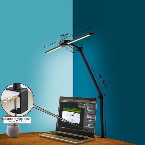 LED Desk Lamps with Clamp, Adjustable & Dimmable Desk Lamps for Home Office, Tall Desk Lamp for Workspaces, Bright LED Desk Light for Study, Workbench Light for Computers, Monitor Light Bar 360 Degree in Saudi Arabia