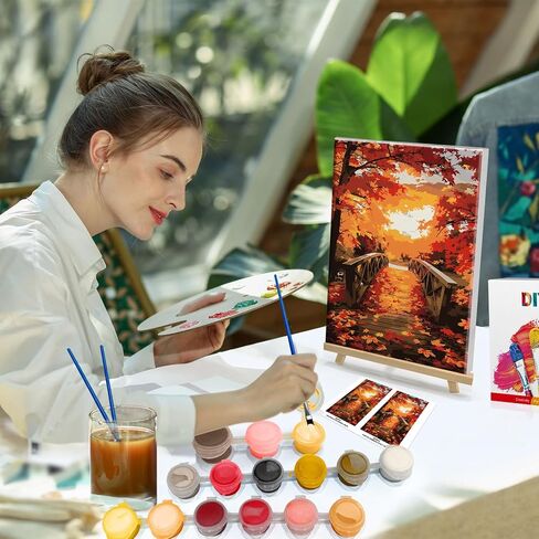 HeeBenor Framed Paint by Numbers Kit for Adults, Flowers Paint by Number with Easel, DIY Floral Acrylic Oil Painting Kit, Adult Paint by Number Kits Framed Canvas for Home Decor 8x12 Inch in Kuwait