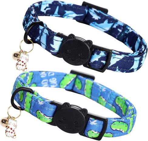Elegant little tail 2 Pack Cat Collar- Christmas Cat Collars Breakaway with Bell Pendant Wedding Kitten Boy Girl Safety Adjustable 7-12 Inch Collar for Small Cats Puppy in Kuwait