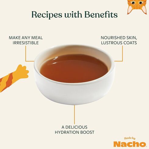 Made by Nacho Bone Broth Cat Food Topper for Hydration and Picky Eaters - Add Protein and Flavor to Your Dry Cat Food – Supports Optimal Nutrition, Digestion, Skin & Coat (11 oz. (Pack of 4), Beef) in Saudi Arabia