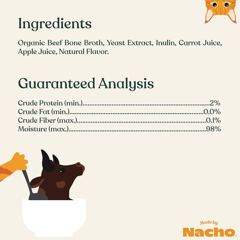 Made by Nacho Bone Broth Cat Food Topper for Hydration and Picky Eaters - Add Protein and Flavor to Your Dry Cat Food – Supports Optimal Nutrition, Digestion, Skin & Coat (11 oz. (Pack of 4), Beef) in Saudi Arabia