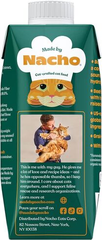 Made by Nacho Bone Broth Cat Food Topper for Hydration and Picky Eaters - Add Protein and Flavor to Your Dry Cat Food – Supports Optimal Nutrition, Digestion, Skin & Coat (11 oz. (Pack of 4), Beef) in Saudi Arabia