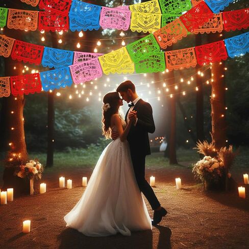 TaoBary 6 Pack Mexican Wedding Decorations White Papel Picado Banner White Mexican Banners 118 Feet Mexican Wedding Hanging Banner for Mexican Themed Party Para Decorations in Saudi Arabia