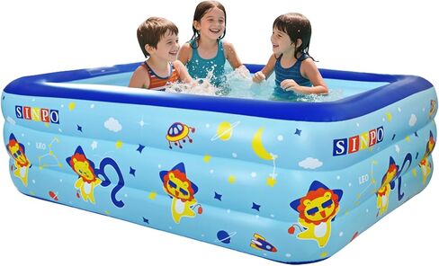 Inflatable Kiddie Swimming Pool for Kids, 58"x40"x20", Thickened Durable Blow Up Family Pool with Bottom Bubble Layer for Outdoor Garden Backyard Summer Water Party in Saudi Arabia
