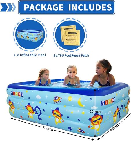 Inflatable Kiddie Swimming Pool for Kids, 58"x40"x20", Thickened Durable Blow Up Family Pool with Bottom Bubble Layer for Outdoor Garden Backyard Summer Water Party in Saudi Arabia