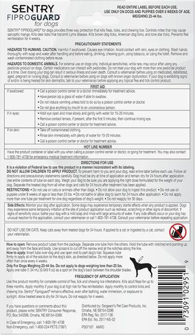 SENTRY PET CARE SENTRY Fiproguard للكلاب، الوقاية من البراغيث والقراد للكلاب (5-22 رطل)، يتضمن إمدادًا لمدة 3 أشهر من علاجات البراغيث الموضعية in Saudi Arabia