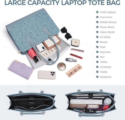 Laptop Bag for Women 15.6 Inch Work Tote Bag for Women,Leather Computer Bags Waterproof Tote Professional Briefcase,Large Capacity Business Office Bag for Work in Saudi Arabia